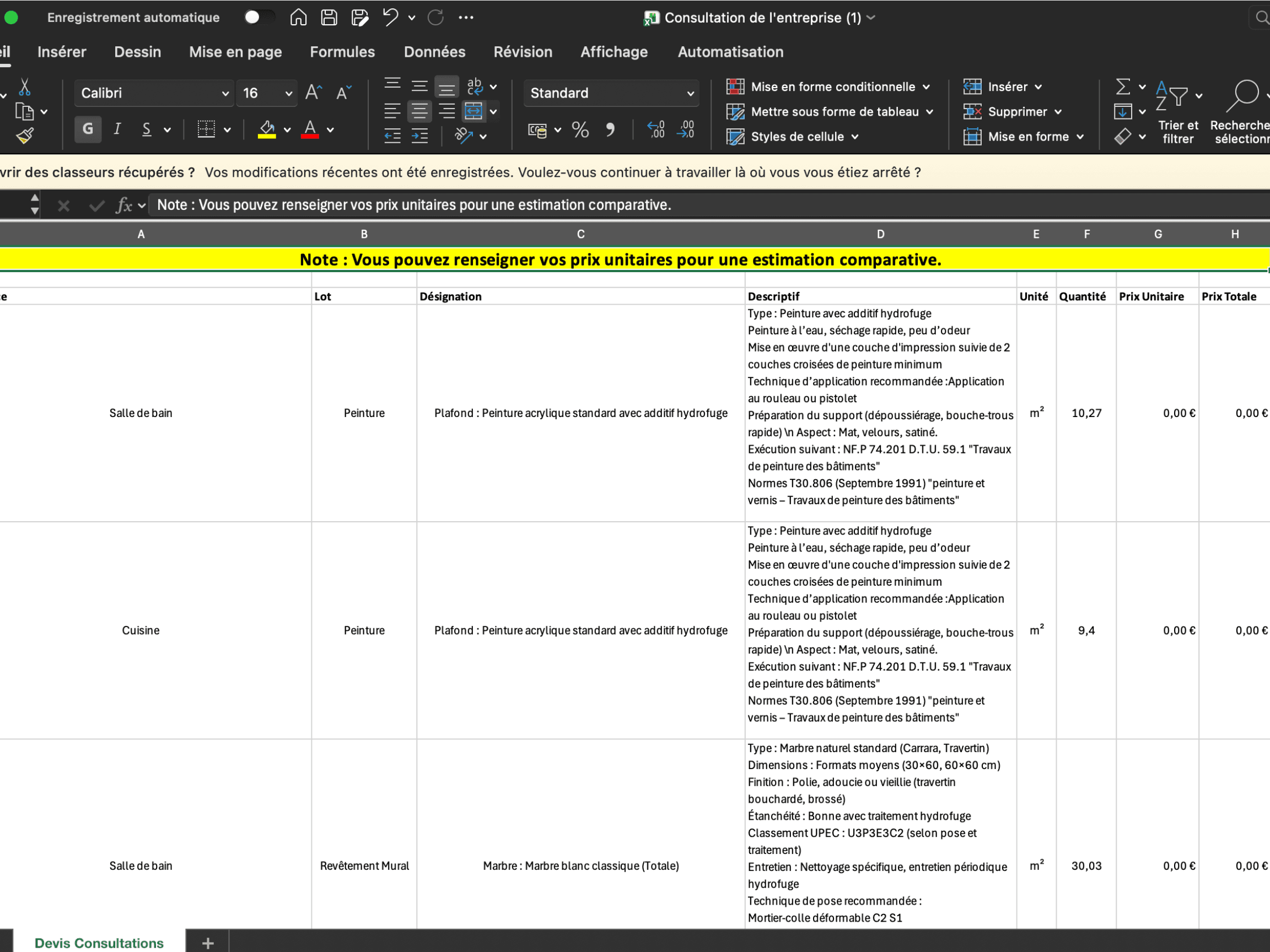 Dossier de Consultation Entreprise (DCE)