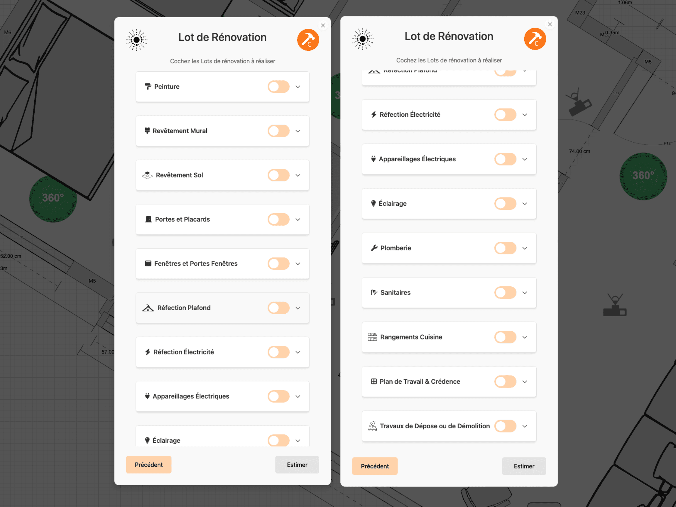 Sélection des lots de rénovation